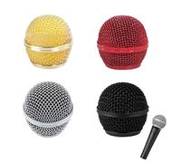 EULAPGOE 4 Cabezas Metálicas para Micrófono con Esponja Interna - Compatible con Shure SM58, SM58S, SM58LC y Más - Rejilla Antigolpes en Plata, Rojo, Dorado y Negro