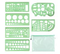 EULAPGOE 6 Piezas Plantillas Circulares para Dibujar, Regla, Herramienta para Quilling, Regla de Agujeros Redondos, Multifuncional, Redonda, de plástico, Plantilla geométrica, Reglas.