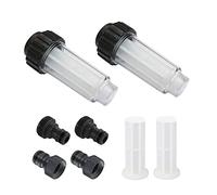 EULAPGOE Filtro de Agua para Manguera de Jardín, 2 Piezas de 3/4 de Pulgada de Prefiltro de Agua con 4 Cartuchos de Filtro y 2 Adaptadores Rápidos para Limpiador de Alta Presión, Bomba de Jardín