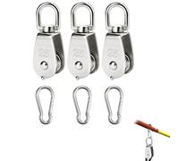 EULAPGOE Juego de poleas de Carga, Incluye 3 poleas M25 y 3 mosquetones M6, para Cuerdas de hasta 11 mm, Acero Inoxidable, Ideal para proyectos de jardinería, construcción y Uso en Exteriores