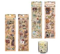 EULAPGOE Pegatinas Scrapbooking Vintage 320 diseños - Set de 16 Hojas Adhesivas Decorativas 6×18 cm para Diarios creativos, álbumes y papelería artística