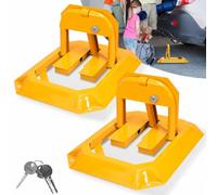 Eulenke 2 cerradura de aparcamiento con 6 llaves, Barrera de Parking, Barrera de estacionamiento Plegable, amarillo cerradura universal para aparcamiento