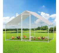 Eulenke 3 x 2 x 2 m gallinero, gallinero, recinto para pollos, acero galvanizado, material resistente al agua, con toldo, fácil de montar, para exteriores