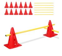 Eulenke Agility - Juego de accesorios para entrenamiento de perros, incluye 12 pilones + 6 barras + bolsa de almacenamiento, juego de obstáculos para niños, perros, caballos