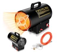 Eulenke Calefactor de gas de 15 kW, caudal de aire de 320 m³/h, incluye manguera de gas y reductor de presión, cañón de calor, generador de aire caliente, calentador de construcción con protección