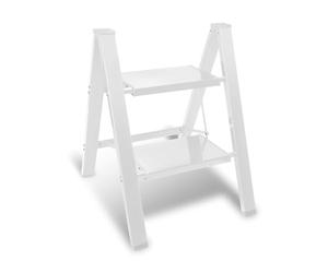 Eulenke Escalera de escalera de 2 escalones, plegable, ligera, escalera plegable, de pie, manivela de aluminio, escalera antideslizante con protección plegable, escalera plegable para el hogar, cocina