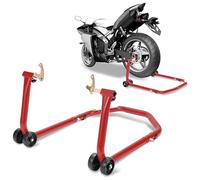 Eulenke Soporte de montaje para motocicleta, elevador de motocicleta de hasta 300 kg, elevador de montaje de alta estabilidad con adaptador en U, práctico soporte de transporte con ancho ajustable,