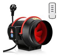 Eulenke Ventilador de tubo de 150 mm, 540 m³/h, ventilador de tubo con control de velocidad variable, ventilador de escape en línea regulable, silencioso, para baño, aseo, cocina, garaje