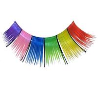 Eulenspiegel 000410 - Pestañas artificiales, multicolores, coloridas, arco iris, 1 ml pegamento especial para pestañas, instrucciones, para carnaval, fiesta temática