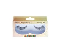 Eulenspiegel 000922 - Pestañas artificiales, negras cruzadas, con banda de purpurina plateada, 1 ml de pegamento especial para pestañas, instrucciones, para carnaval, fiesta temática