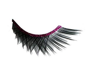 Eulenspiegel 001240 - Pestañas artificiales, negras cruzadas, con cinta rosa, 1 ml pegamento especial para pestañas, instrucciones, para carnaval, fiesta temática