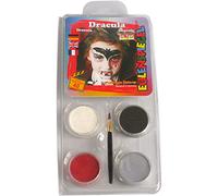 Eulenspiegel 204030 - Set motivo Drácula, 4 colores, 1 pincel, 1 instrucción, para aprox. 40 máscaras, carnaval, fiesta temática