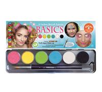Eulenspiegel 206218 - Paleta de maquillaje Basics, 6 colores, 1 pincel, set de maquillaje vegano, maquillaje infantil, carnaval, teatro [Exclusivamente en Amazon]