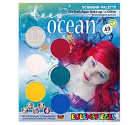 Eulenspiegel 207017 - Paleta de maquillaje Deep Ocean, instrucciones para 5 máscaras marinas, maquillaje infantil, maquillaje de carnaval