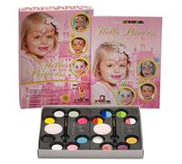 Eulenspiegel 212073 - Paleta de maquillaje Hello Princess, 10 colores aqua profesionales, 4 split cakes, 2 purpurinas, 2 esponjas, 2 pinceles, 1 set de instrucciones