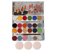 Eulenspiegel 224205 - Maquillaje aqua profesional, 21 colores, 3 purpurinas, 3 pinceles profesionales, paleta metálica