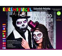 Eulenspiegel - Paleta de maquillaje Pareja vudú, 6 colores | Con 5 colores de maquillaje, sangre en pasta, pincel e instrucciones, para Carnaval y Halloween