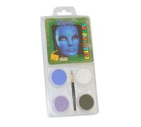 Eulenspiegel - Set de motivos para maquillaje «Nava», 4 colores | Pinceles e instrucciones, pinturas de maquillaje para unas 40 máscaras, para Carnaval y fiestas temáticas