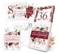 EULENTALER® 55 tarjetas de hito para embarazo, flores I diseñadas por parteras y padres, tarjetas de regalo hito