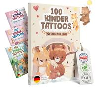 EULENTALER® Tatuajes infantiles I 100 tatuajes infantiles hipoalergénicos con bonitos motivos de animales, recomendado por educadores [Dermatest: muy bueno] Fabricado en Alemania, regalo para niños