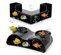 Eulihent 2 Piezas Acuario Túnel Subterráneo Cueva Subterránea Camarones Cueva Túnel Acuario Aquarium Tunnel Decoration Acuario Túnel de Esquina con Visión 360° y 2 Entradas (17,6/12,5 cm)