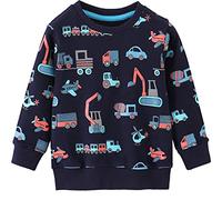 EULLA Sudadera de manga larga para niños y niño, algodón, dinosaurio, excavadora, tractor, planetas, invierno, tops de 1-7 años, 92 98 104 110 116 122
