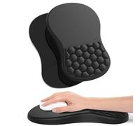 eulps Alfombrilla de ratón con reposamuñecas, alfombrilla de ratón con soporte de muñeca para alivio del dolor del túnel carpiano con espuma viscoelástica integrada para masaje de pendiente (negro