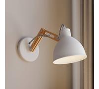 Euluna Aplique de pared Skansen, brazo de madera ajustable, blanco