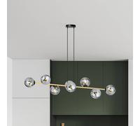 Euluna Lámpara colgante Glassy, 8 luces, negro/dorado/grafito