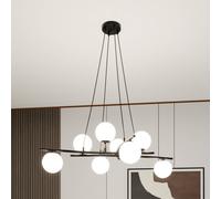 Euluna Lámpara colgante Glassy, cruzada, 8 luces, cristal opalino