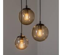 Euluna Lámpara colgante Smoky con pantallas de cristal, 3 luces