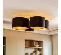 Euluna Lodge plafón, 4 luces, negro/dorado
