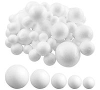 euluoziqing 72 Piezas Bolas Poliespán Manualidades, 5 Tamaños Bolas de Poliestireno, Bolas de Espuma Blanca para Manualidades Fiestas Decoraciones de Navidad y del Hogar (Blanco)