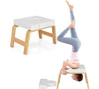 Eumatenova Silla de Yoga, Silla de Inversión, Banco Parada de Cabeza Sirsasana, Taburete de Yoga para Entrenamiento de Equilibrio y Alivie la Fatiga (Blanco)