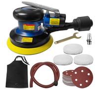 EUMAYES Lijadora Orbital Aleatoria Neumática, Lijadora Pulidora Orbital con Control de Velocidad de 125mm con Extracción de Polvo, 13500 RPM, Papel de Lija y Discos de Pulido para Pulir y Lijar Coches