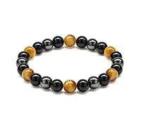 EUMENIDES Pulsera de ojos de tigre, pulsera de imán de piedra negra de ojos de tigre, elimina la electricidad estática,lidera las tendencias de la moda (Pulsera de Oro Ojo de Tigre, 8MM(7.5"))