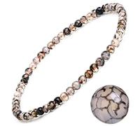 EUMENIDES - Pulsera de piedra natural para mujer, turmalina, ojo de tigre, obsidiana, piedra de ágata, calidad A, 18 cm, 4/6 mm, Piedra