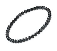 EUMENIDES Pulsera de piedras preciosas naturales para mujer, 4/6 mm, turmalina, cristal, ágata, calcedonia, piedra de concha, pulsera elástica de cuentas (turquesa negra, 4 mm)