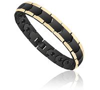 EUMENIDES Pulsera magnética para hombre, pulsera magnética de acero de titanio, pulsera magnética con 18 imanes, acero inoxidable, (Pulsera Magnética Hombre Oro Negro)