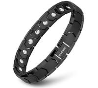 EUMENIDES Pulsera magnética para hombre, pulsera magnética de acero de titanio, pulsera magnética con 18 imanes, acero inoxidable, (Pulsera magnética de hombre negra)