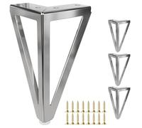Eumtenr Patas de metal sólido de 6 pulgadas, patas de sofá plateadas resistentes, patas de sofá de repuesto, adecuadas para sofás, mesas de café, armarios, con protectores de suelo de goma (juego de 4