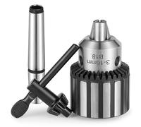 Eumtenr Portabrocas MT2 súper resistente, capacidad de 5/8 pulgadas con eje cónico morse #2 y llave de apriete de mandíbula de portabrocas K32 (B18 3-16 mm) (MT2 portabrocas de taladro)