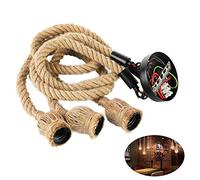 EUNEWR Cabezal de luz de cuerda de cáñamo, accesorio de iluminación de techo colgante, lámpara colgante retro vintage para cafetería, comedor, restaurante, bar y pasillo (3 luces)