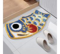 EUnicamaikoo Divertido Creativo Forma Peces Alfombra Cachemira Falsa Símbolo Suerte Dormitorio Fácil De Cuidar Lado Cama Pie Pad