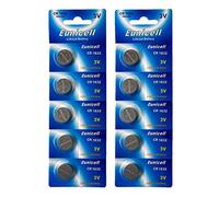 Eunicell 10 pilas de botón CR1632, 3 V, litio, 120 mAh (2 blíster con 5 pilas)