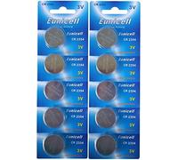Eunicell 10 pilas de botón CR2354 sin ranura hueca de 3 V de litio (2 blístercard de 5 pilas) desechables