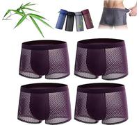 Eunmsi Bamboo Fiber Boxer Briefs,Bamboo Fibre Box Shorts,Boxed Hero Underwear,Nylon Breathable Men's Underwear,Bamboo Fibre Boxer Shorts - For All-Day Comfort(3XL, Wine Red)