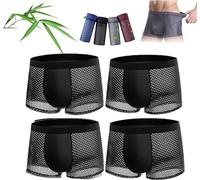 Eunmsi Bamboo Fiber Boxer Briefs,Bamboo Fibre Boxs Shorts,Box Hero Underwear,Nylon Breathable Men's Underwear,Bamboo Fibre Boxer Shorts - For All-Day Comfort(2XL, Black)
