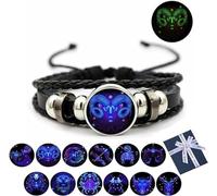 Eunmsi Pulsera de signos del zodiaco espiritual, pulsera de manifestación, multicapa ajustable de doce constelaciones, pulseras de cuero del zodiaco