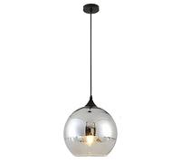 Euone_Clothes Luz Colgantes de Bola de Vidrio Semi Chapadas, Lámpara Colgante de Techo Simple Moderna, Lámpara de araña para Cocina Comedor Dormitorio (Plata, 25cm)
